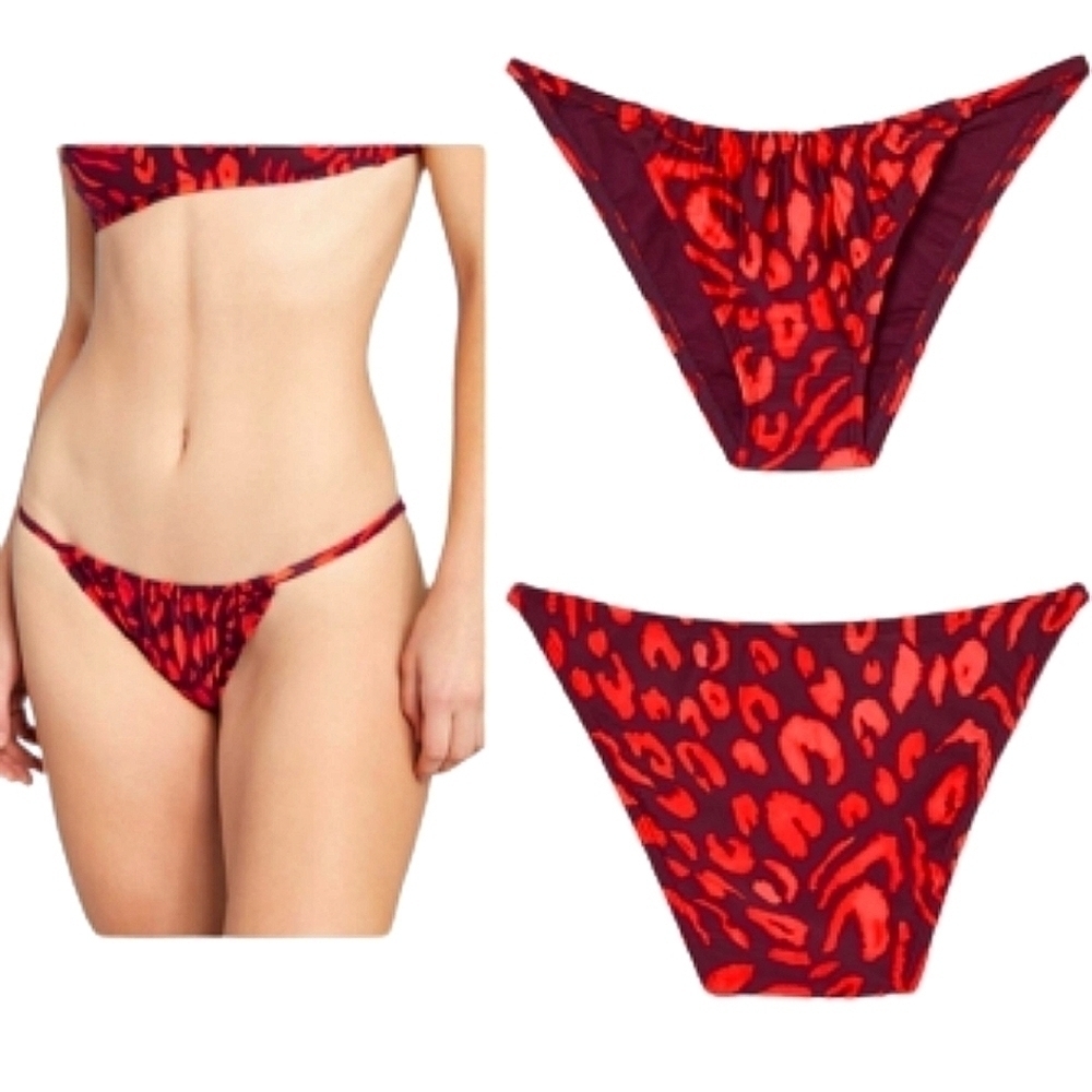 NWT shade and shore red leopard print bikini bottoms